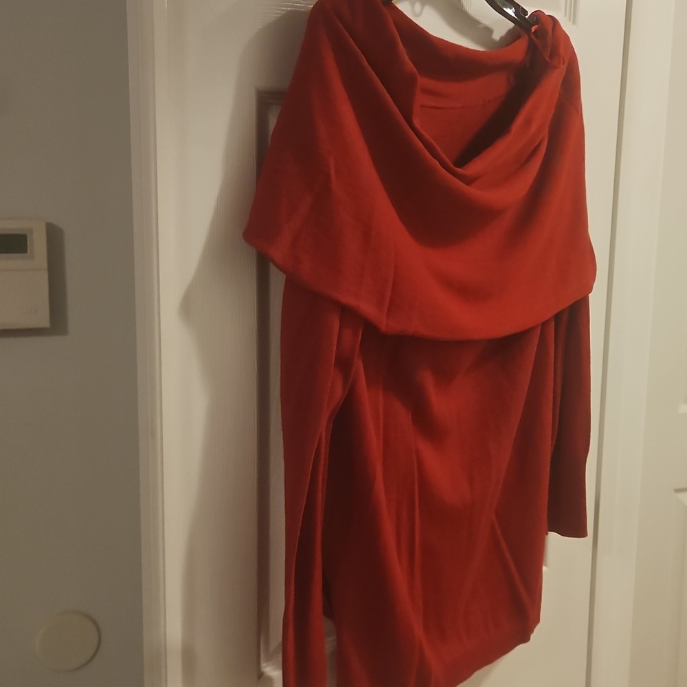Shrinking Violet Red Off-the-Shoulder Draped Sweater - Picture 3 of 3